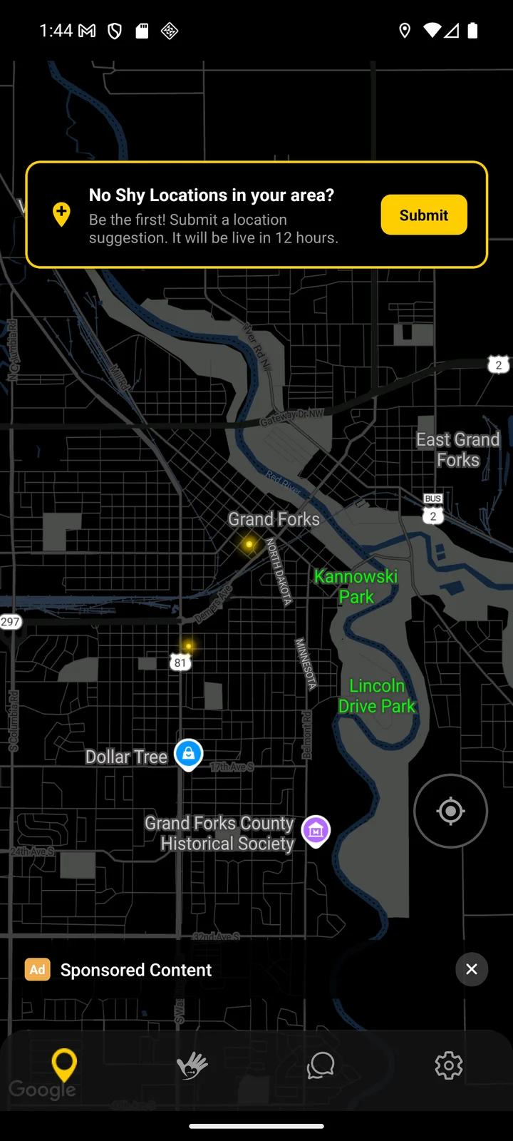 Shy live map of nearby Shy Locations